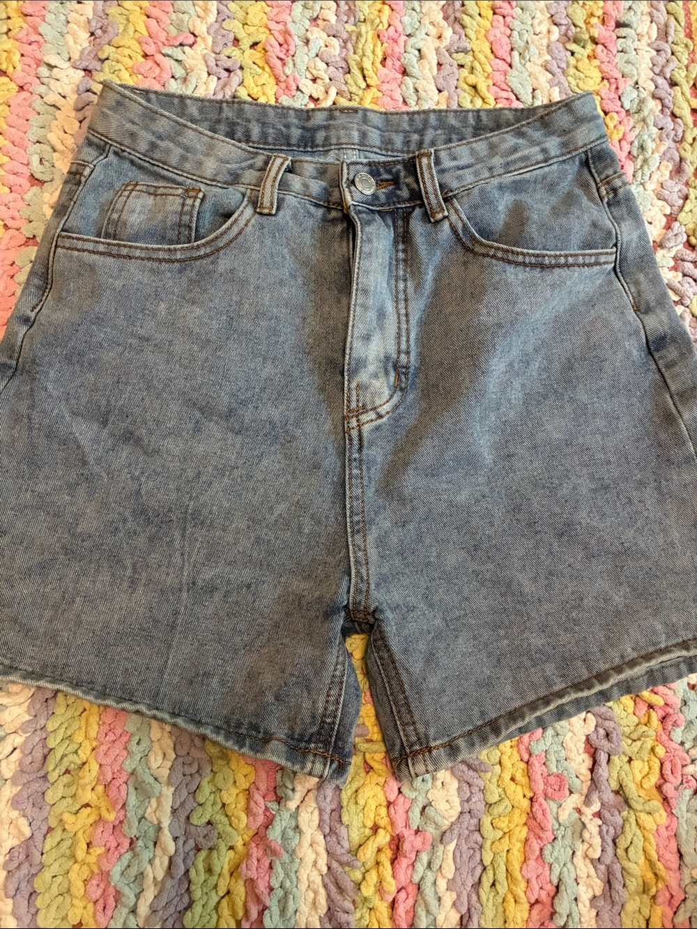 SHEIN Light Blue High-Rise Denim Shorts